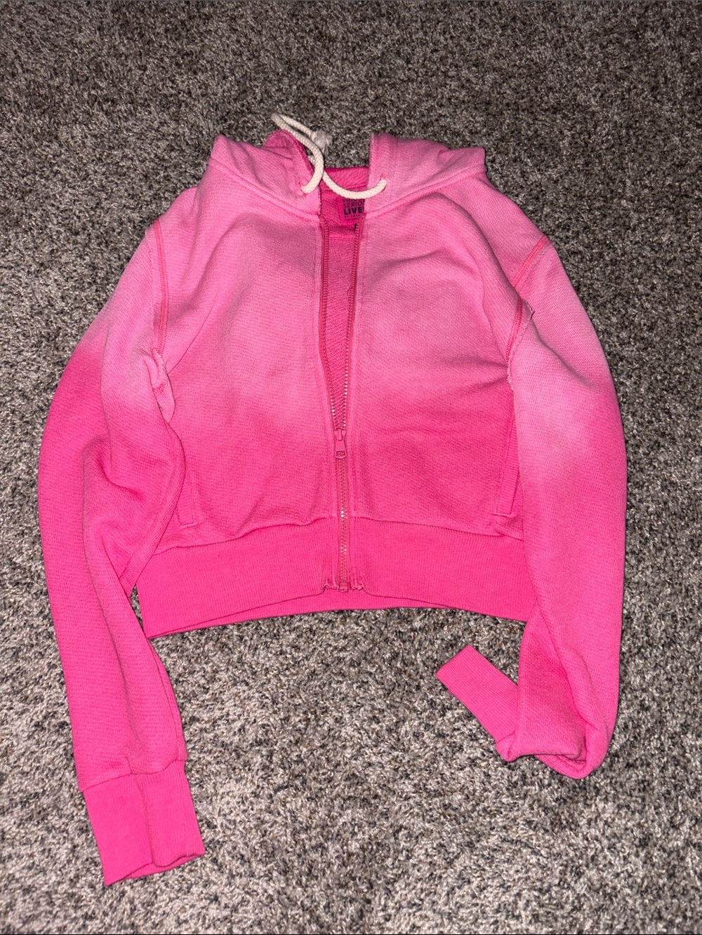 American Eagle Outfitters Pink Ombre Cropped Zip Hoodie